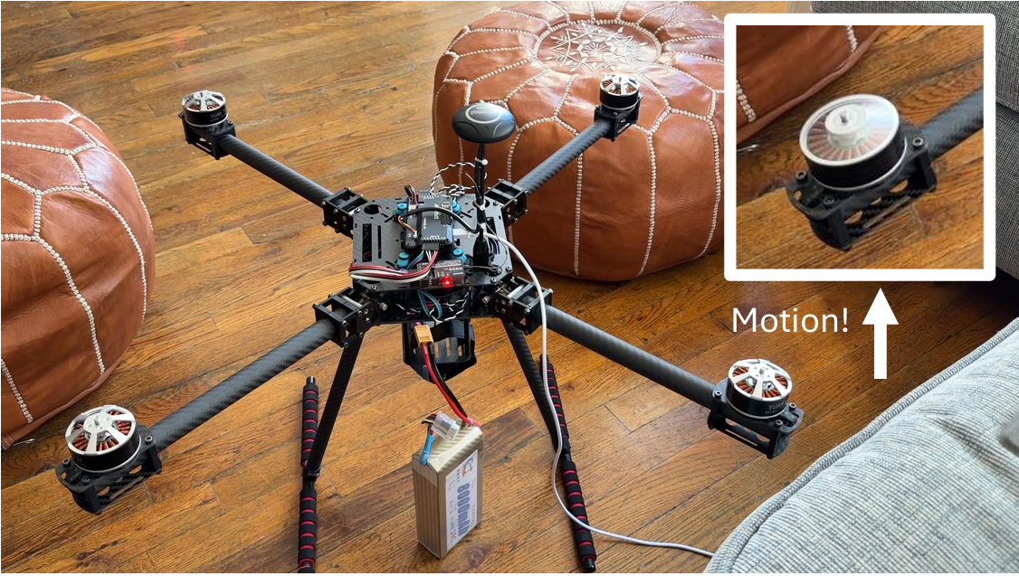 Drone propulsion and electronics integration during bench testing